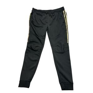 Mystiq Jogger Pants Womens Size M Black Gold Love Boss Queen Y2K